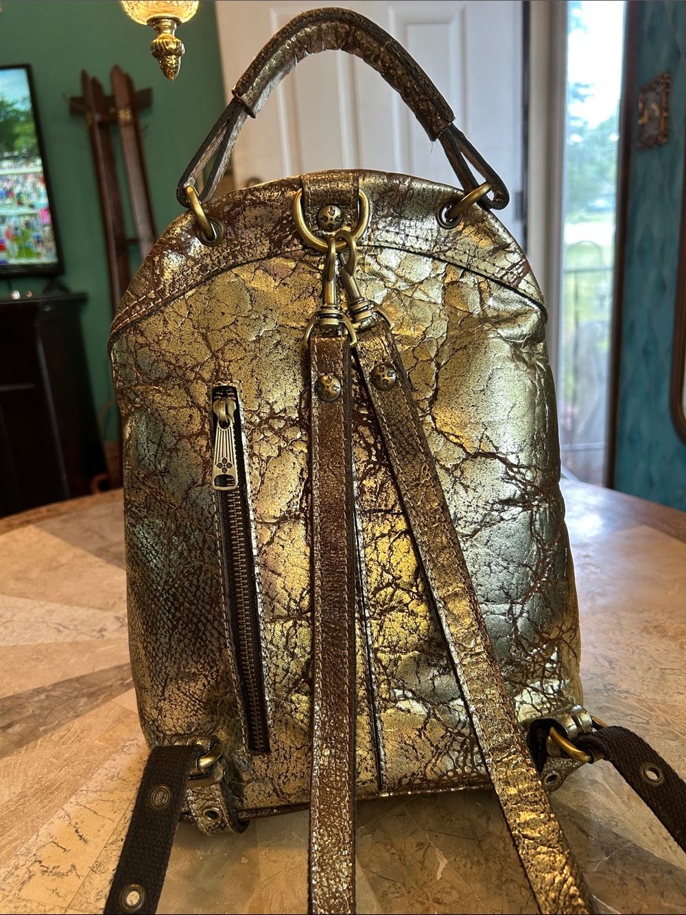 Patricia Nash Distressed Metallic Backpack - Picture 2 of 6